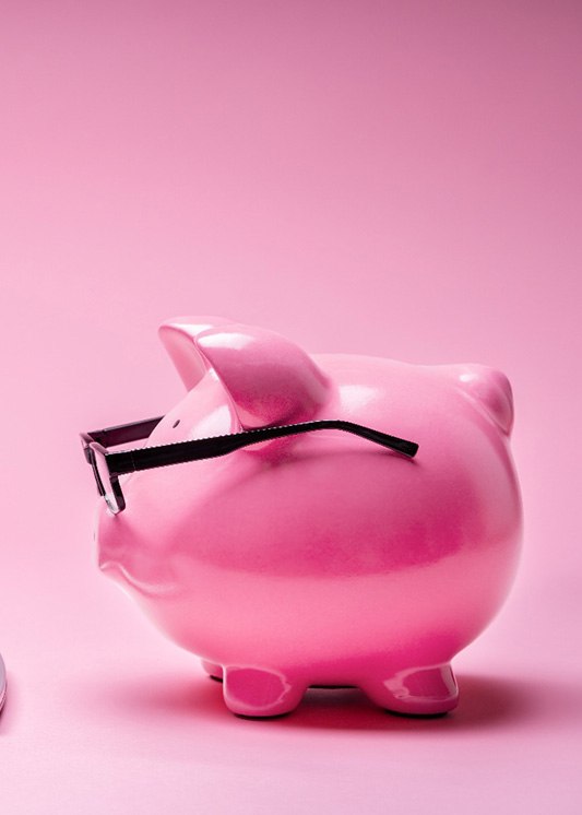 Piggy bank and calculator