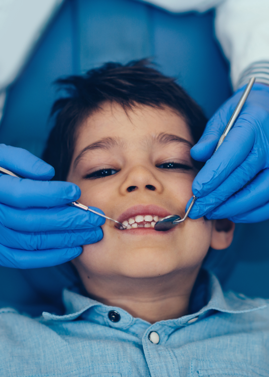 A little boy at the dentist