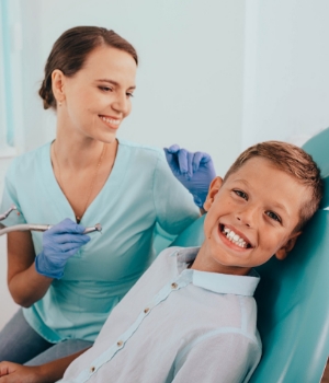 Young patient smiling during checkup
